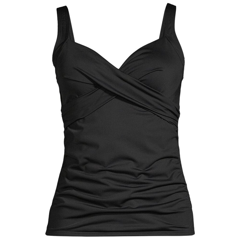 Lands' End Women's 4-10, 8D-18WDDD, 2-4 LONG V-Neck Wrap Underwire Tankini Top S